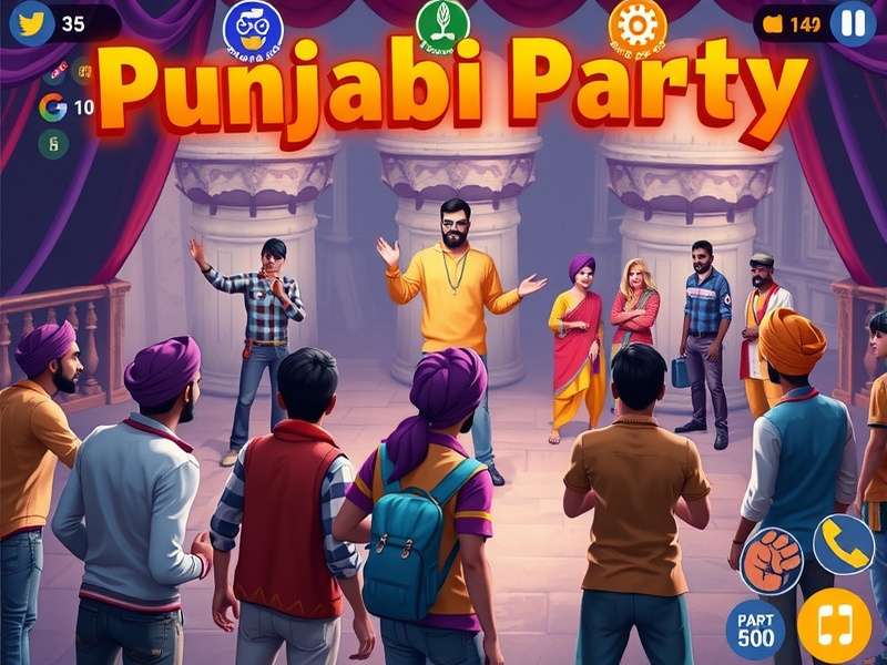 Punjabi Party Game Interface showing cultural elements and gameplay